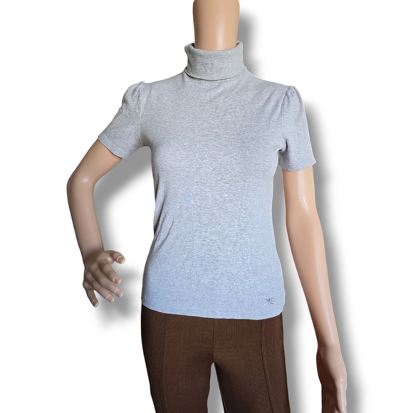 ESPRIT Women's Heather Grey Turtleneck Ribbed Knit Tee - Picture 2 of 16